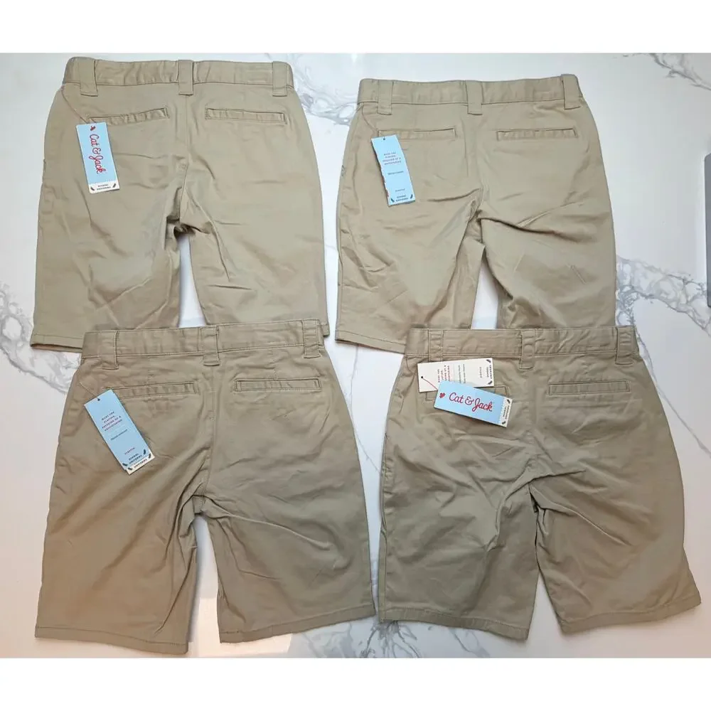 Cat & Jack Girls Khaki Uniform Shorts Size 10 Lot 4 NWT School - Picture 2 of 5